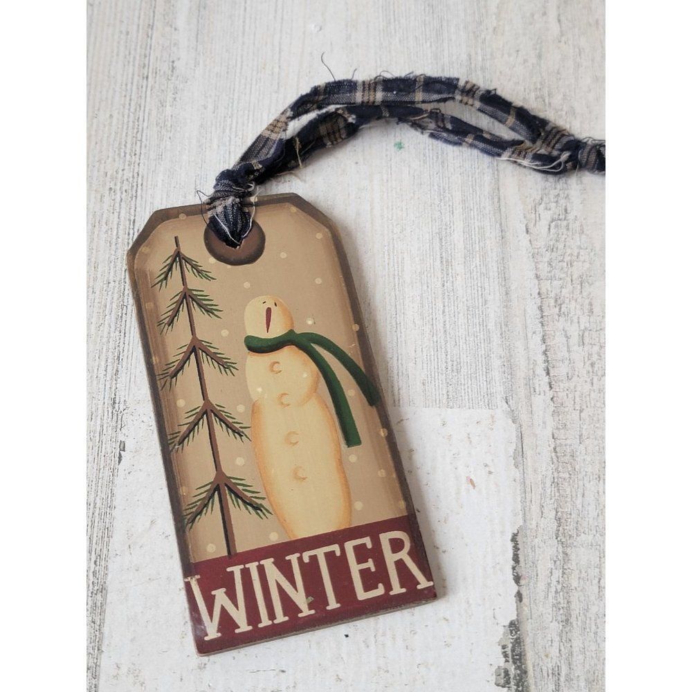 Winter Snowman snow pine tree plaid‎ ornament decor